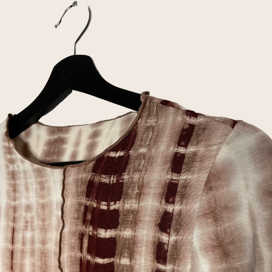 Bruine cropped top met slangenprint en lange mouwen MAAT SMALL