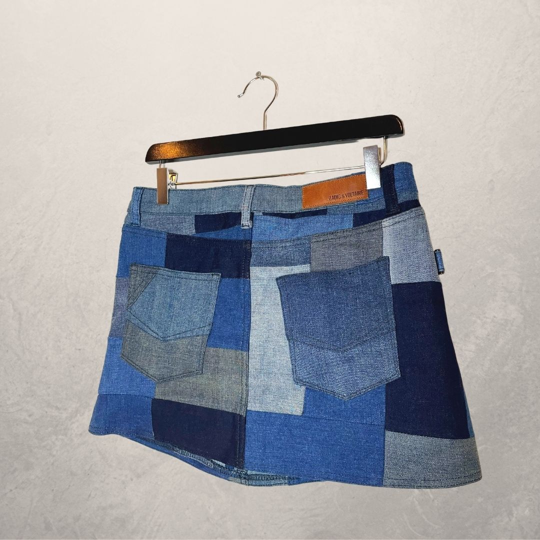 ZADIG & VOLTAIRE denim patch rok MAAT 38