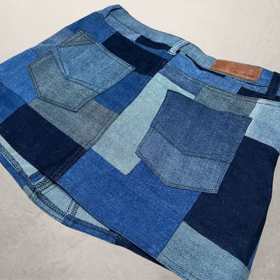 ZADIG & VOLTAIRE denim patch rok MAAT 38