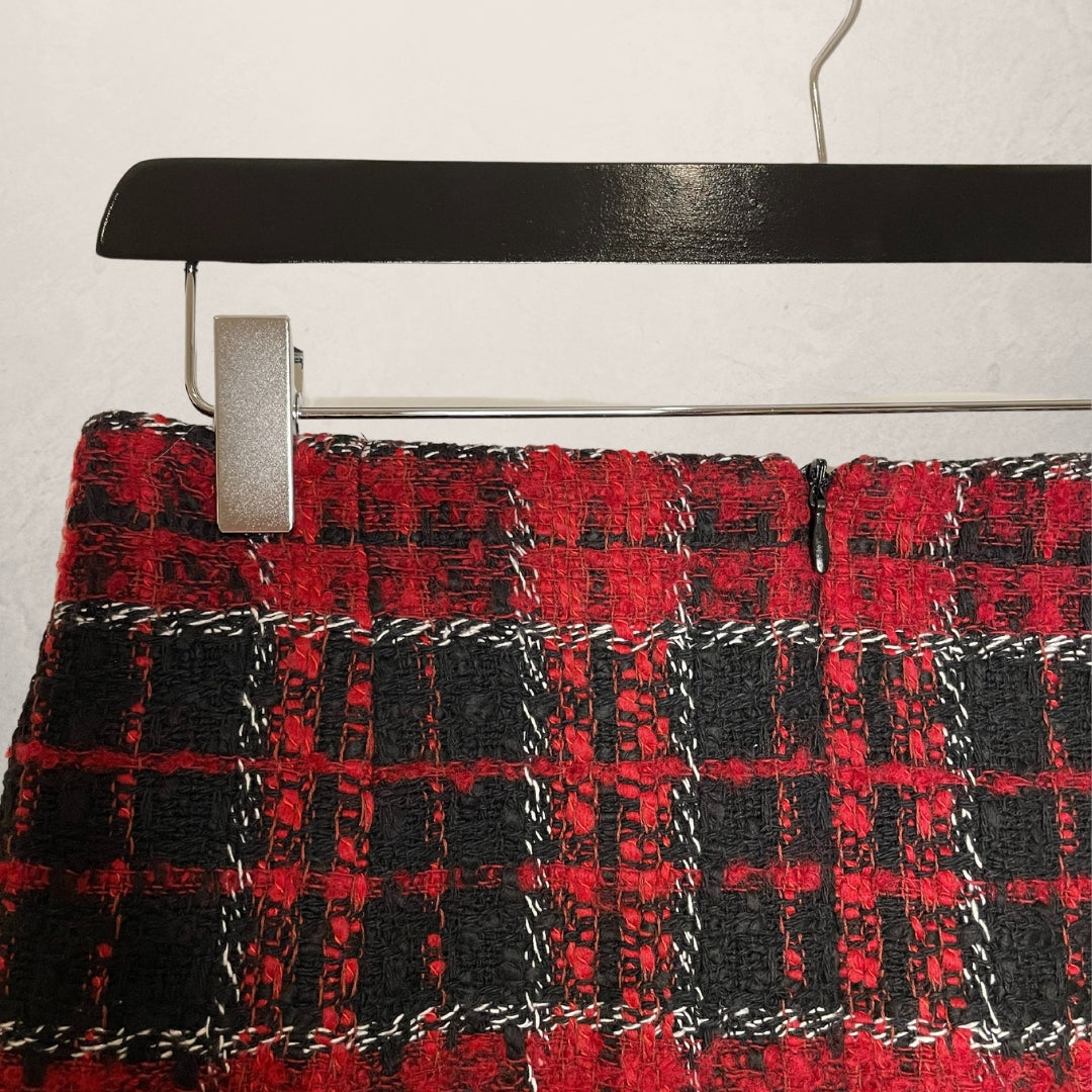 ZARA TRF rode geruite rok MAAT SMALL