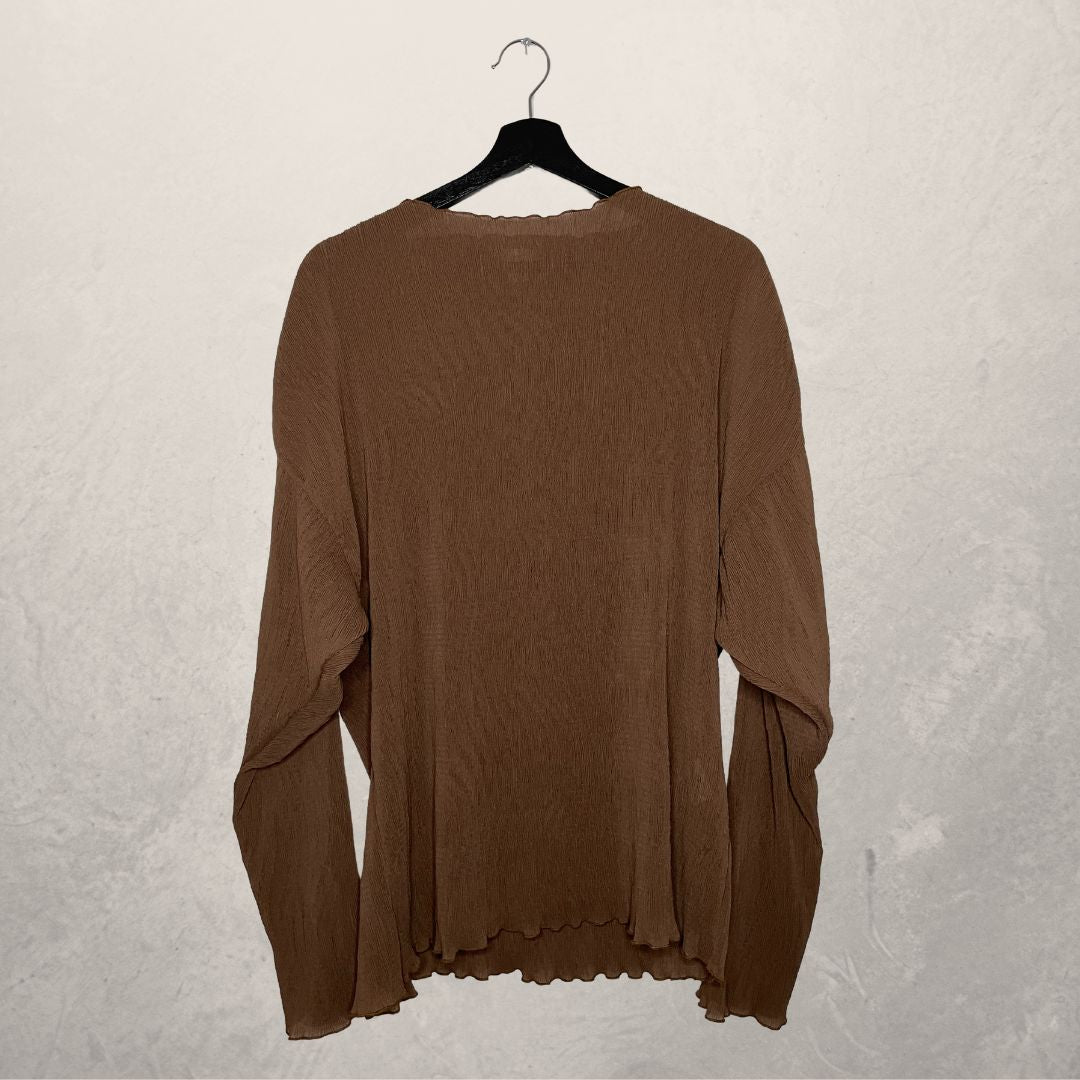 ARKET brown sheer long sleeve top SIZE XL