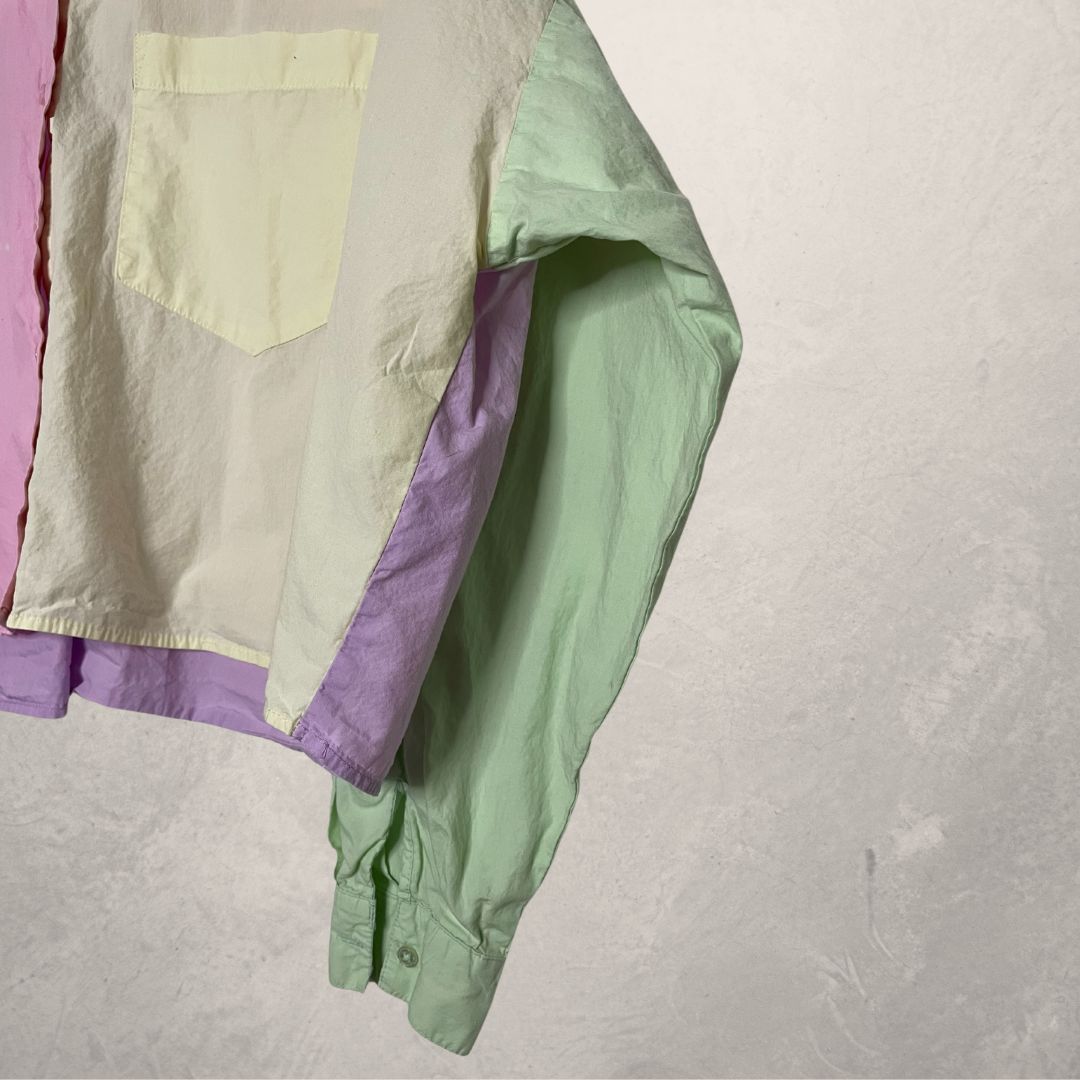 STRADIVARIUS pastel cropped cotton shirt SIZE SMALL