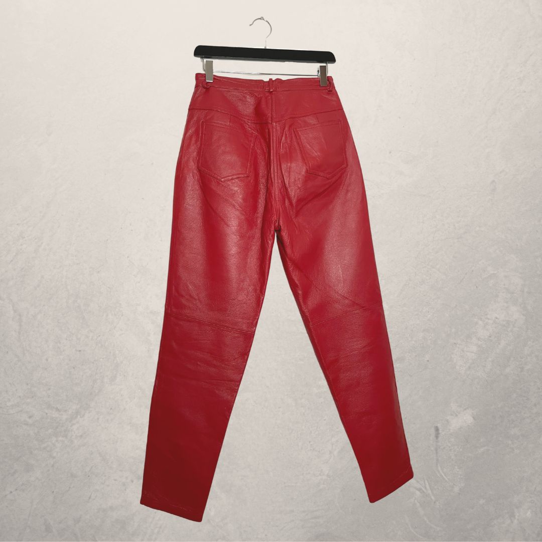 VINTAGE red leather hi waist pants SIZE 29
