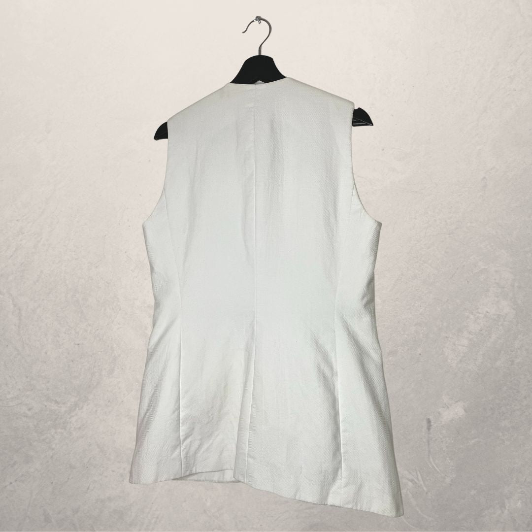 CELINE wit geweven katoenen vest MAAT LARGE