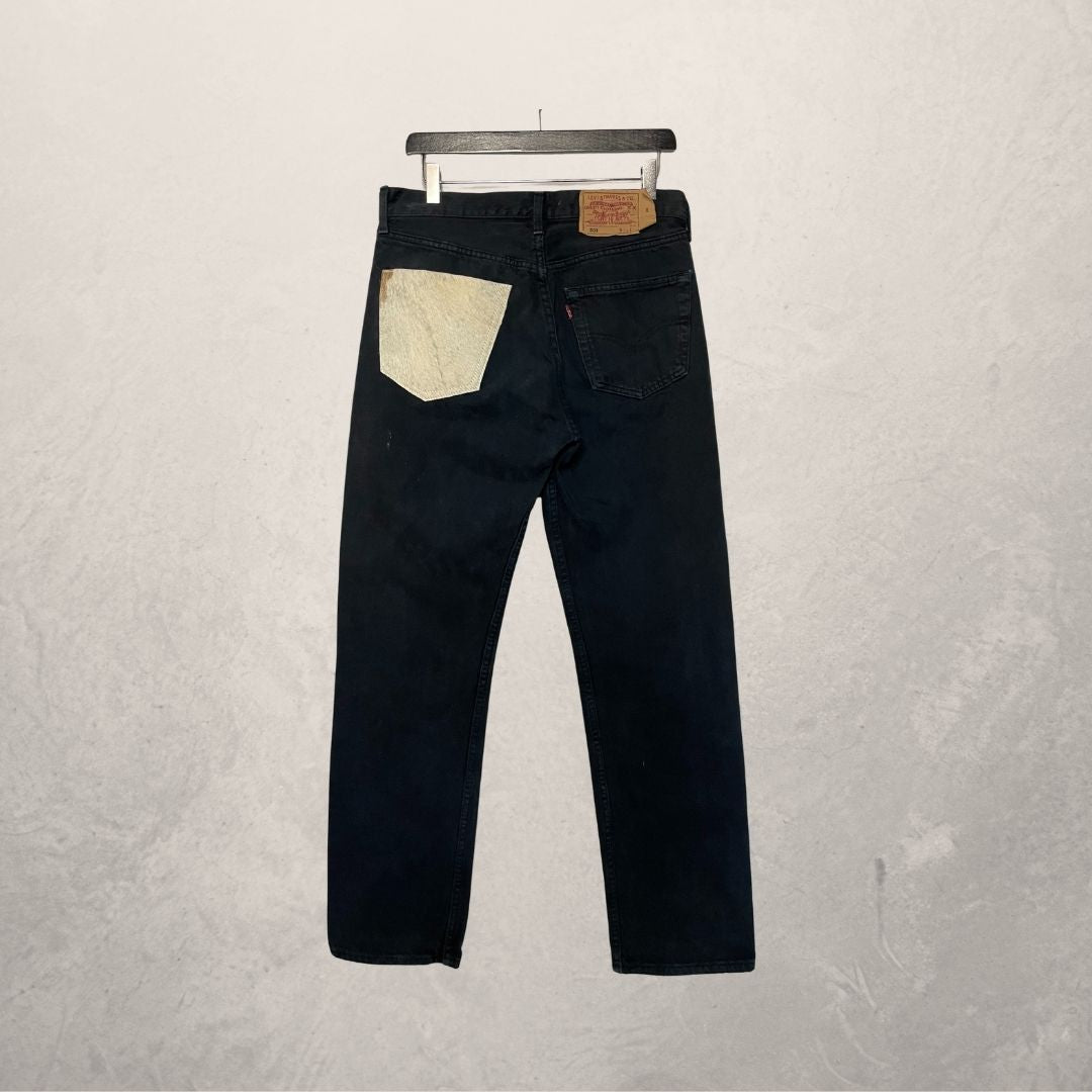 Zwarte UPCYCLED jeans van katoen en koeienhuid S/M - van SESE