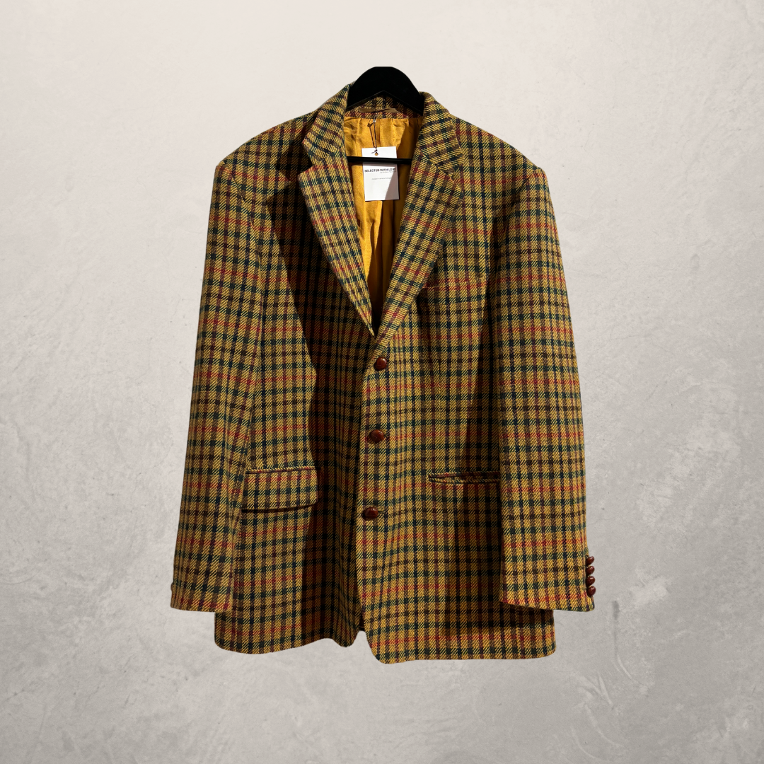 Manray yellow tweed checked blazer 52- By @SelectedWithLove.nl