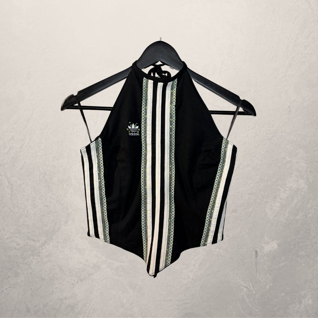 Adidas zwart/groene korsettop OS - door Aida Sans Fin