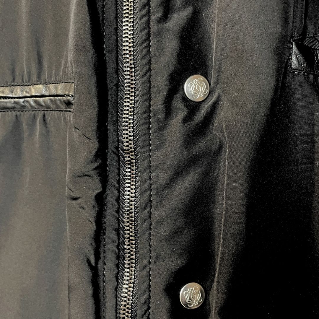 Vintage Loewe zwart omkeerbaar nylon &amp; leren vest S