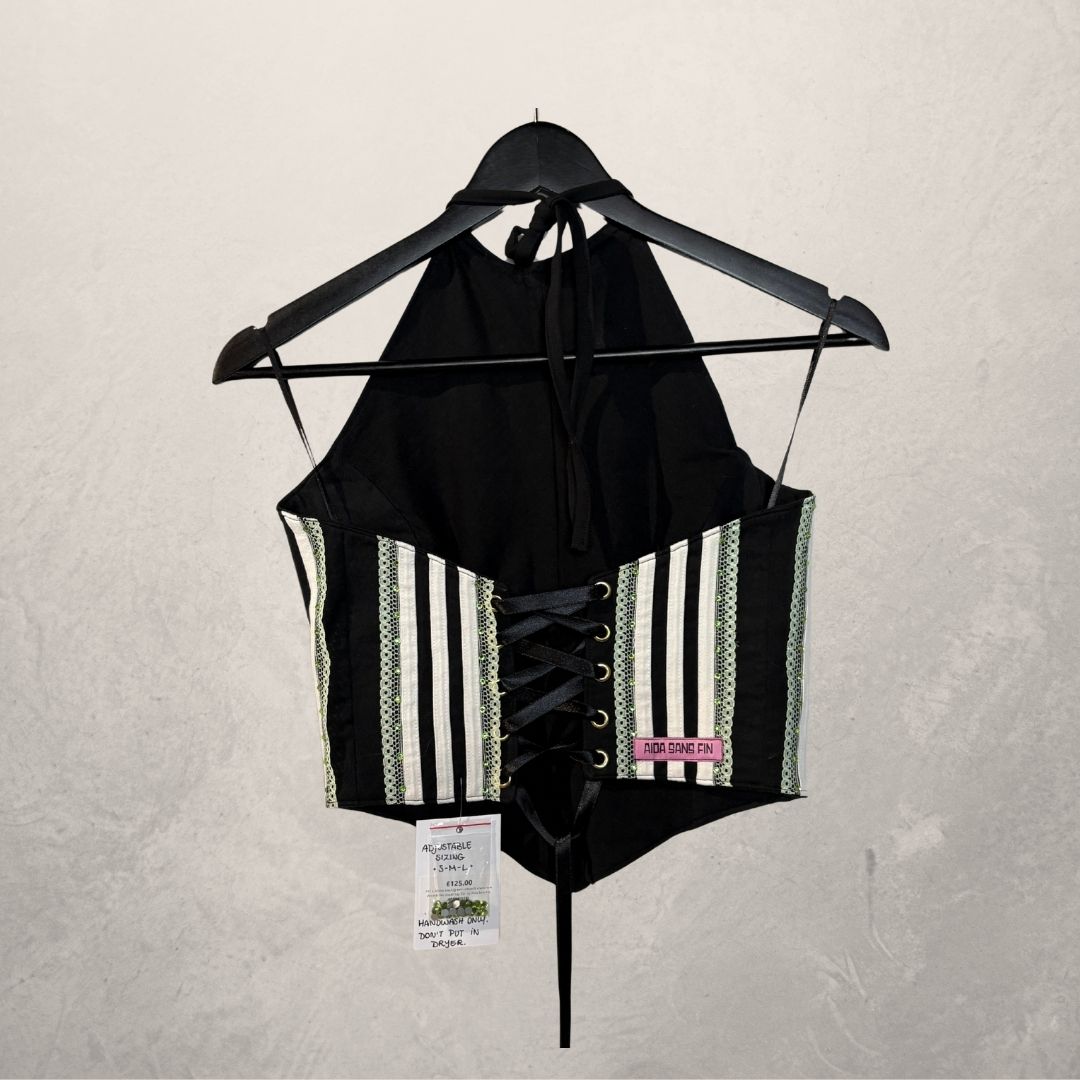 Adidas zwart/groene korsettop OS - door Aida Sans Fin