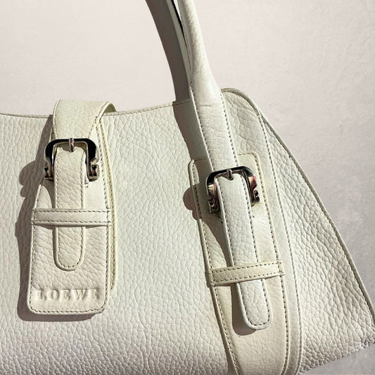 Vintage Loewe white leather handbag