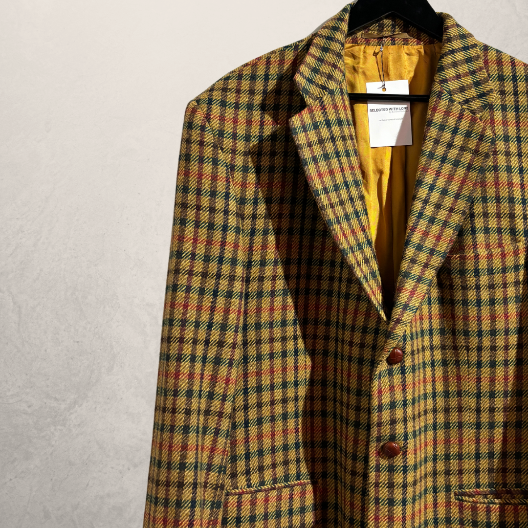 Manray yellow tweed checked blazer 52- By @SelectedWithLove.nl