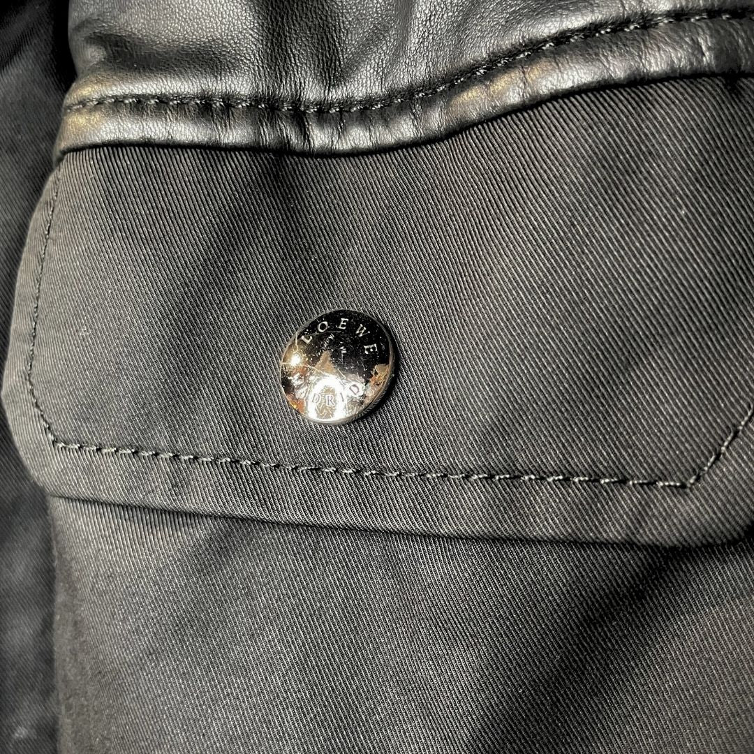 Vintage Loewe zwart omkeerbaar nylon &amp; leren vest S