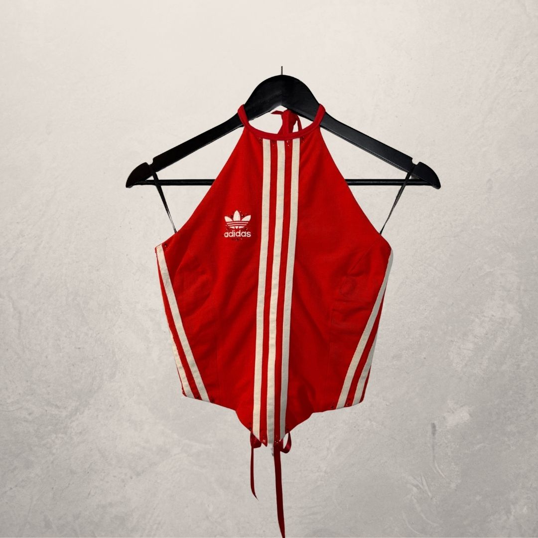 Adidas bright red corset top OS- by Aida Sans Fin