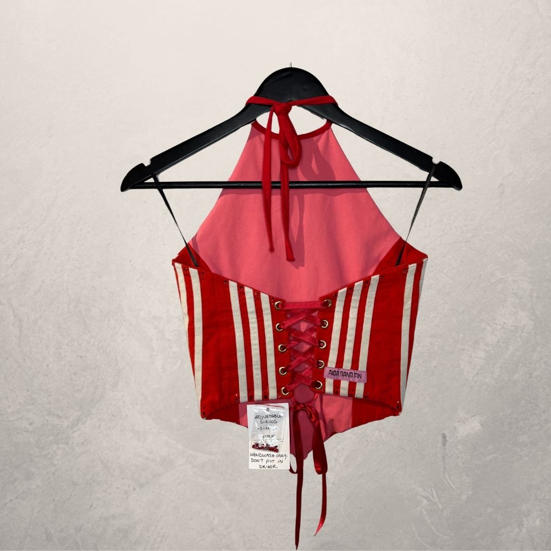 Adidas bright red corset top OS- by Aida Sans Fin