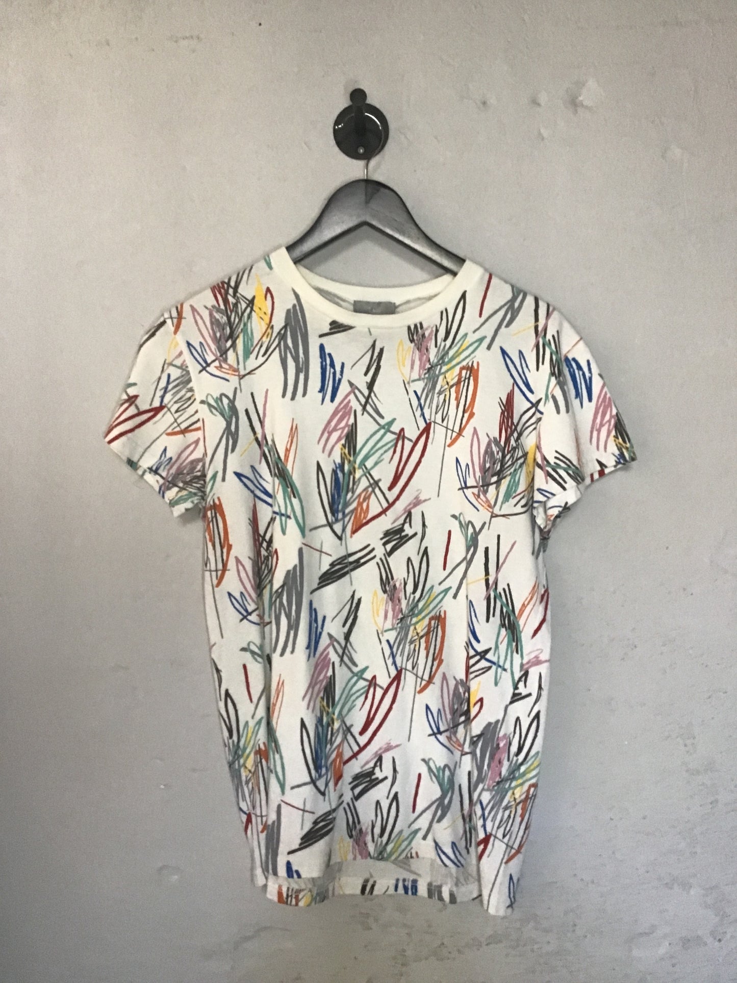 Dior Homme wit veelkleurig scribble print T-shirt M