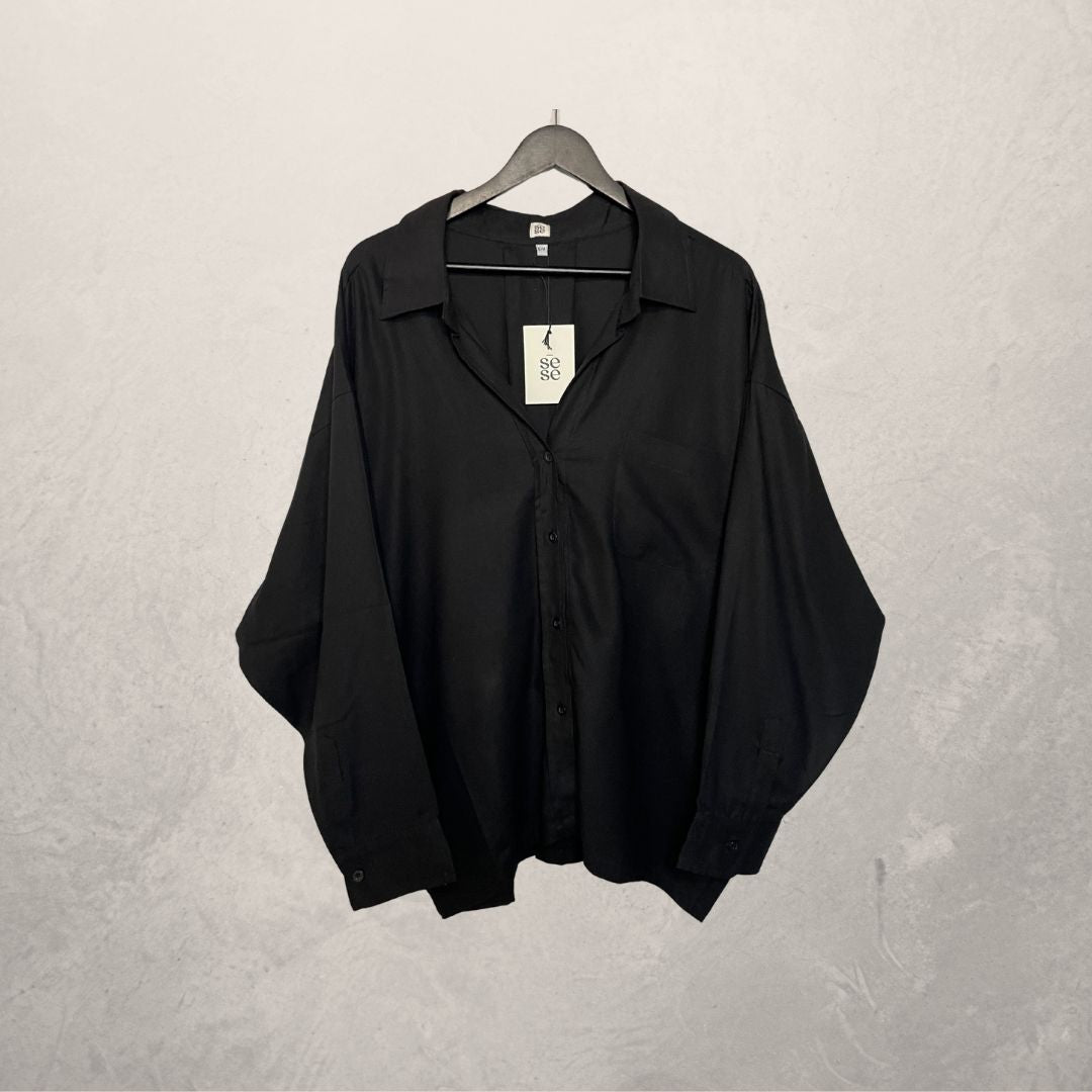 Black	linen mix 	Chloe shirt	S/M	- by SESE