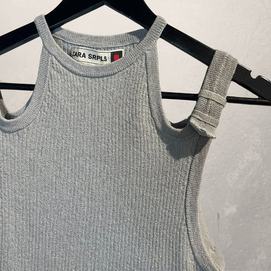 Zara SRPLS grijs gebreid tanktopje S
