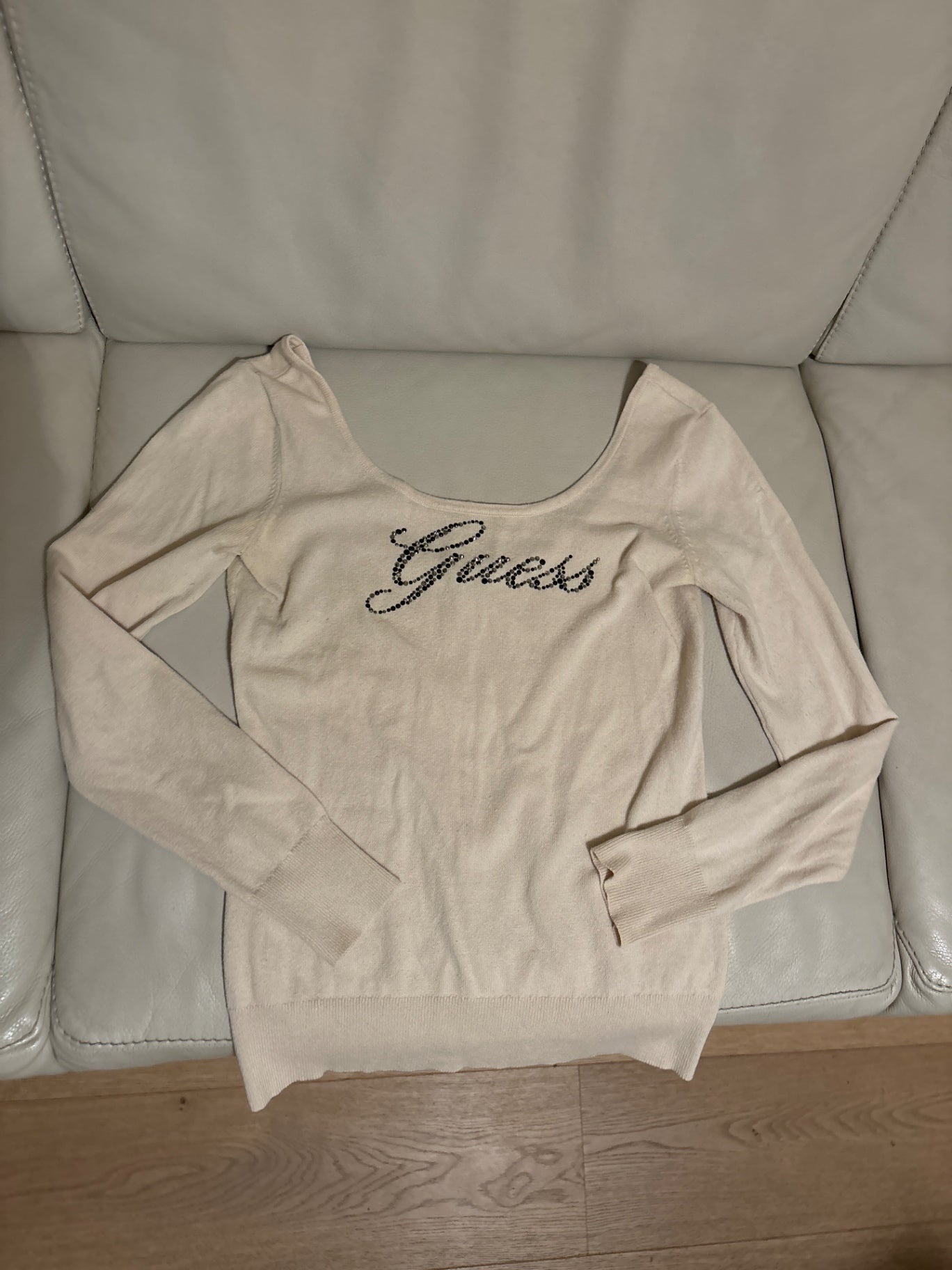 Vintage Guess beige lange mouw trui M