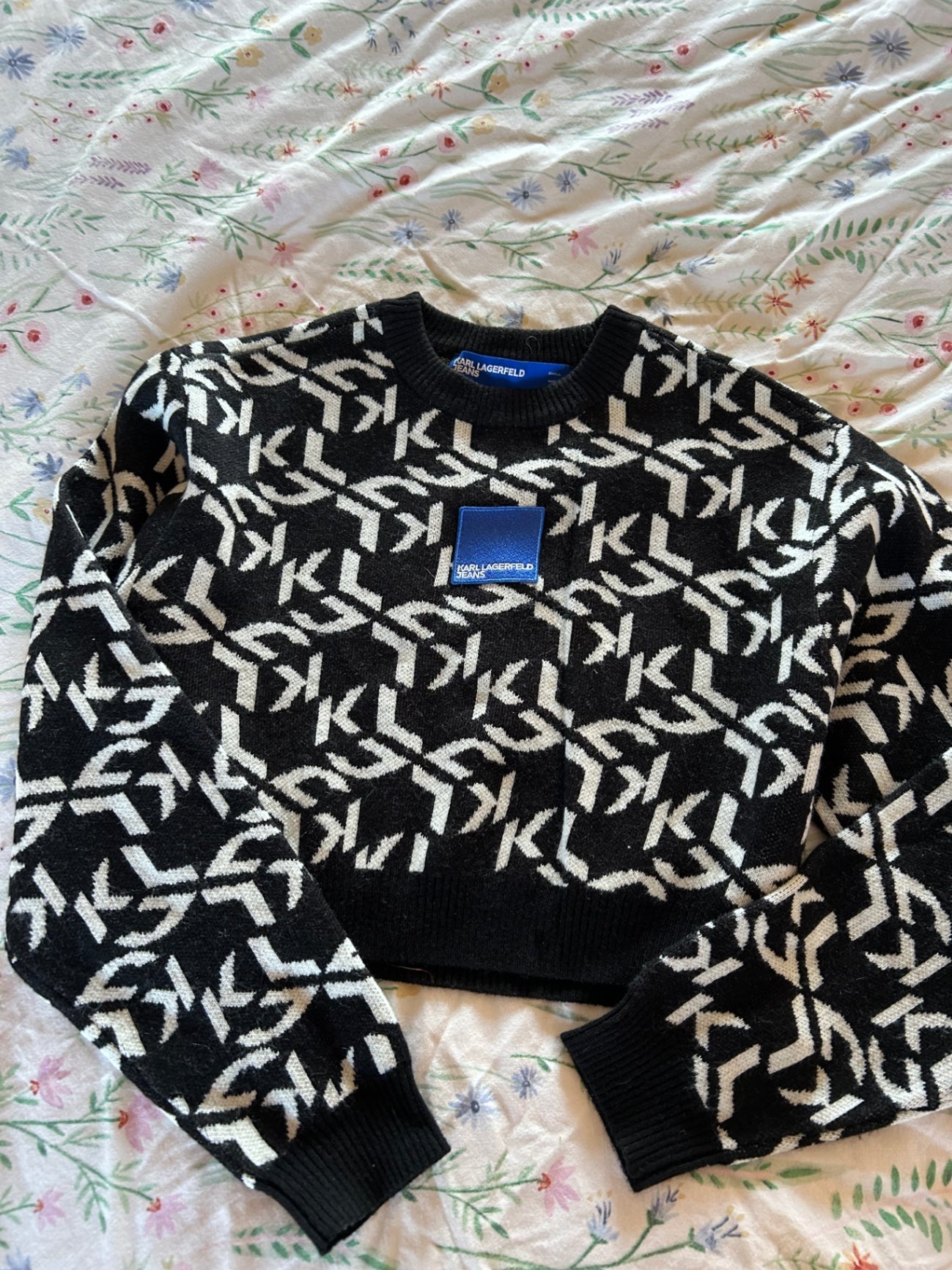Karl Lagerfeld black monogram logo sweater S