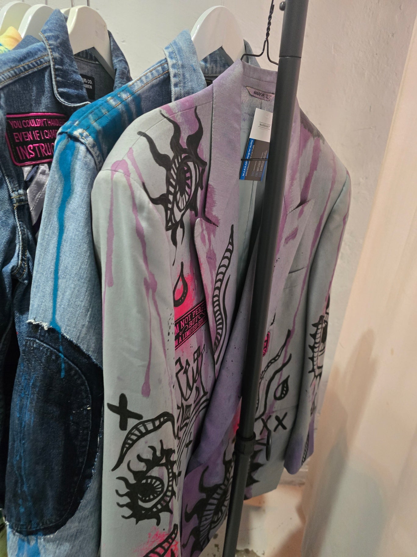 Vintage Celine painted grey blazer L- by M.a.r.r.art