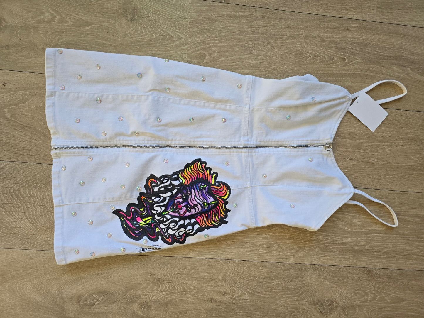 Killer clown white dress XS- By M.a.r.r.art