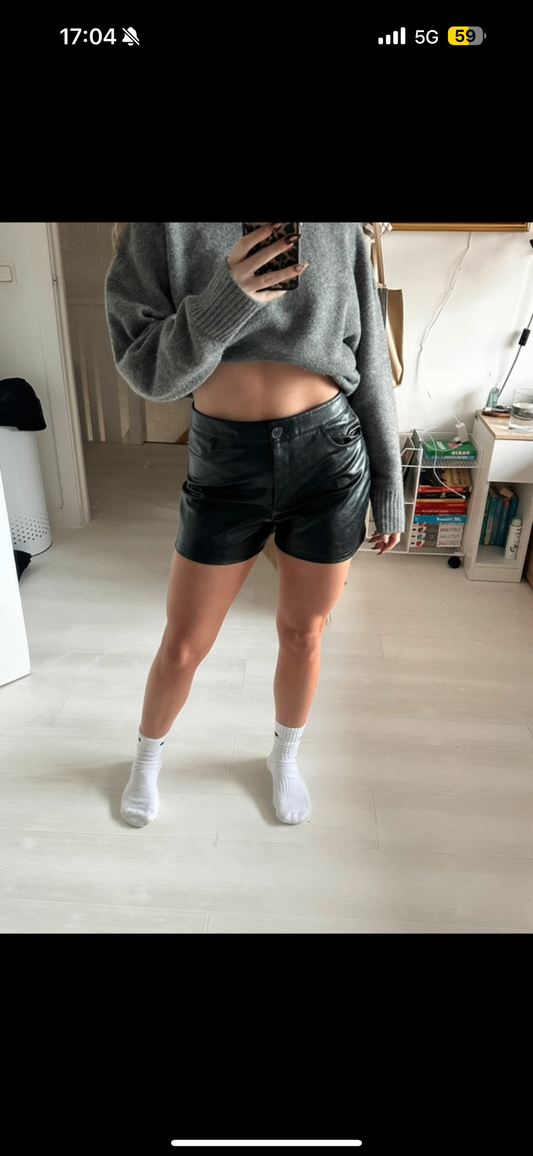 Zara black leather shorts M