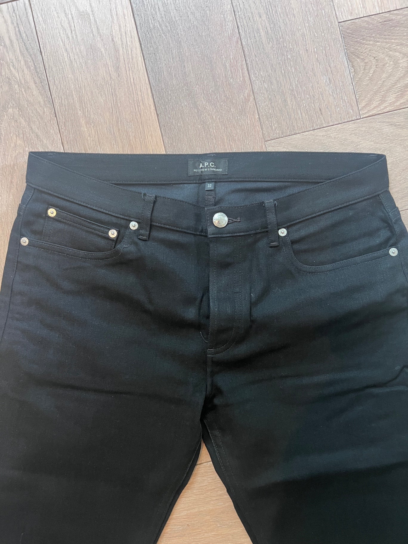 A.P.C. Black straight leg denim pants 32