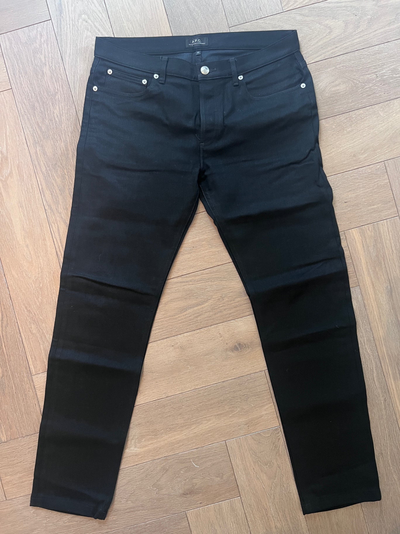 A.P.C. Black straight leg denim pants 32
