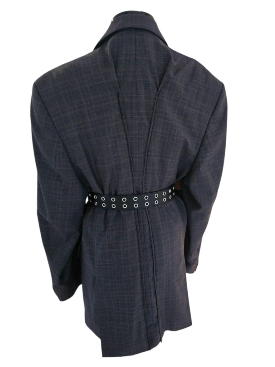 Vintage dark grey belted reworked blazer XL- By Marrart