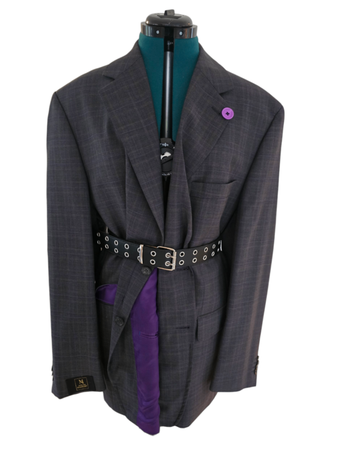 Vintage dark grey belted reworked blazer XL- By Marrart