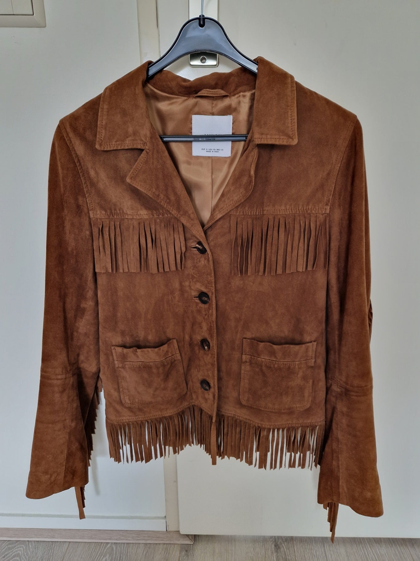 Mango Brown suede tassel acket S