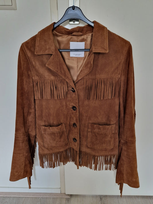 Mango Brown suede tassel acket S