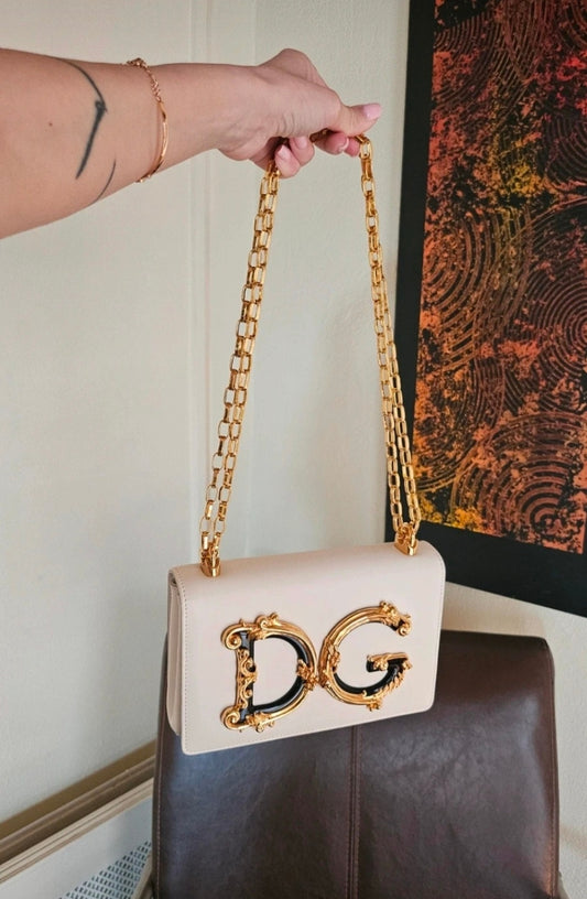 Dolce & Gabbana White DG girls leather handbag