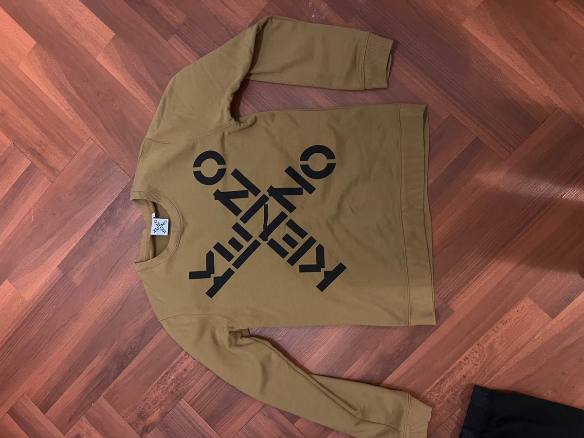 Kenzo taupe cotton logo sport oversized sweatshirtL