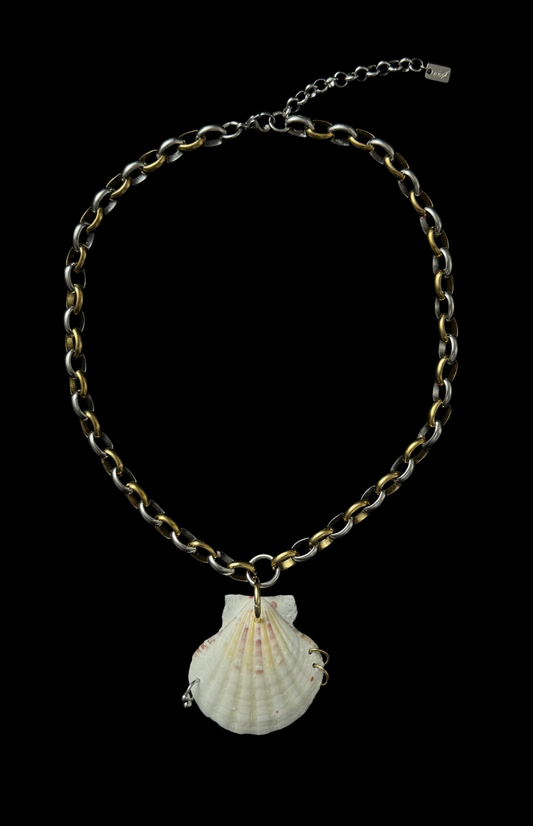 UPCYCLED MIXED METAL SHELL CHOKER - by weARCHIVE