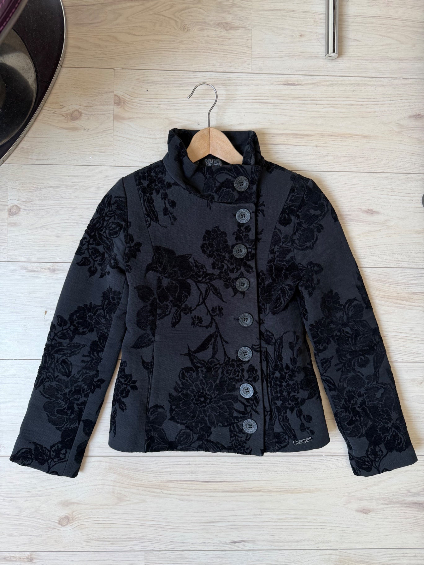 Desigual Black flower print jacket S