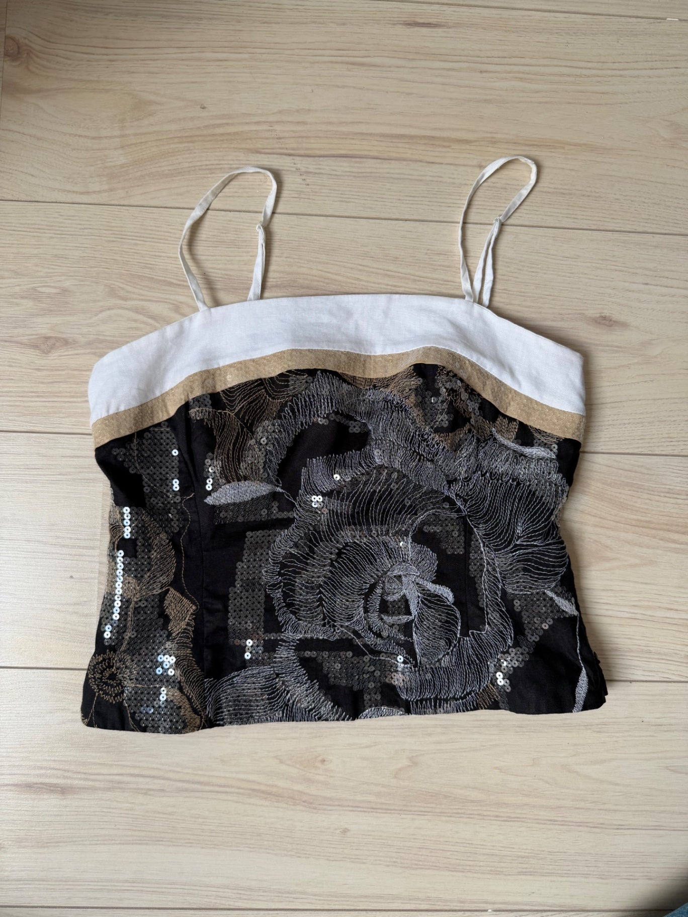 Drehy Black, Gold, White bustier top M
