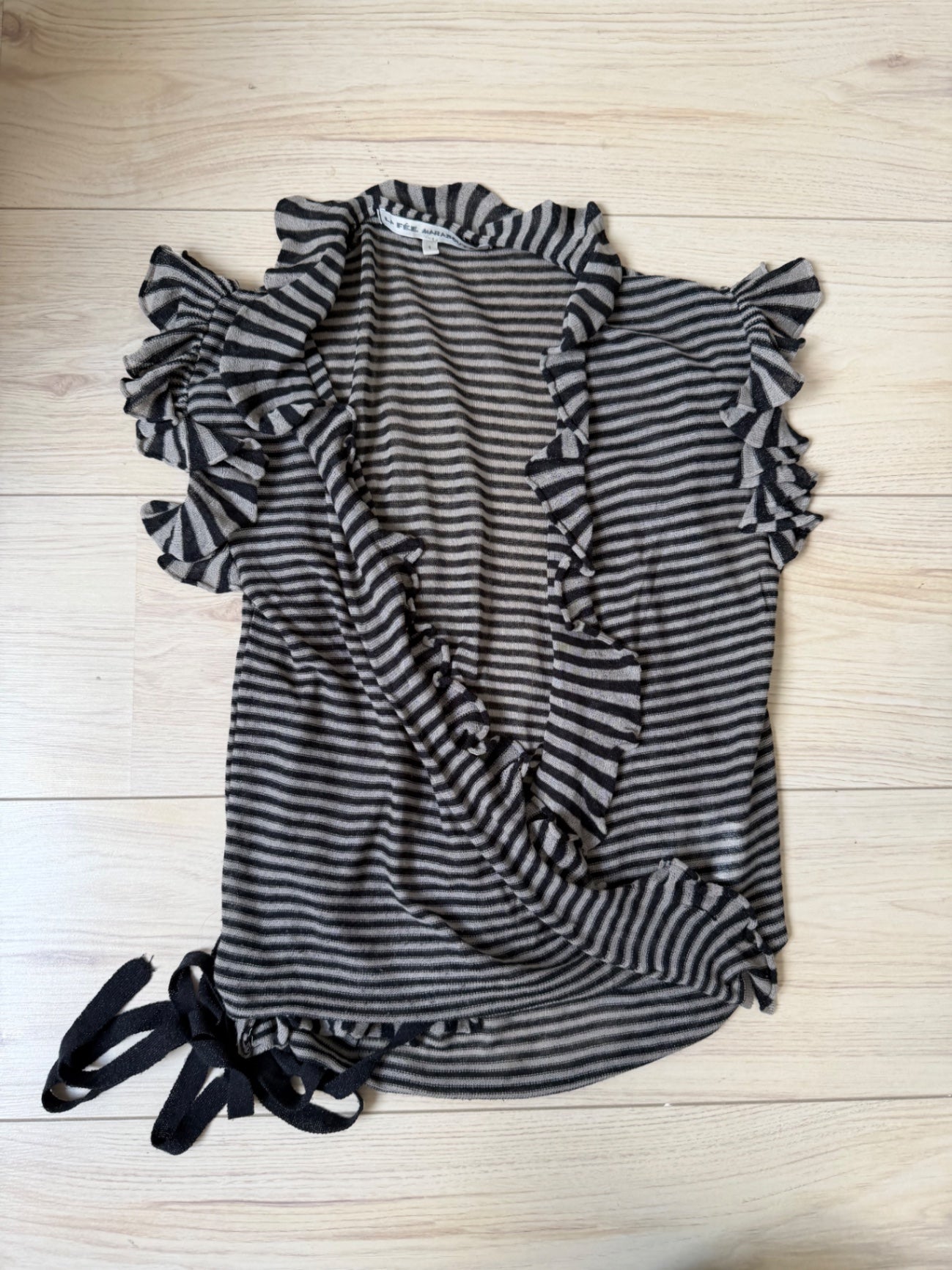 La Fée Maraboutée Black and grey striped vest S