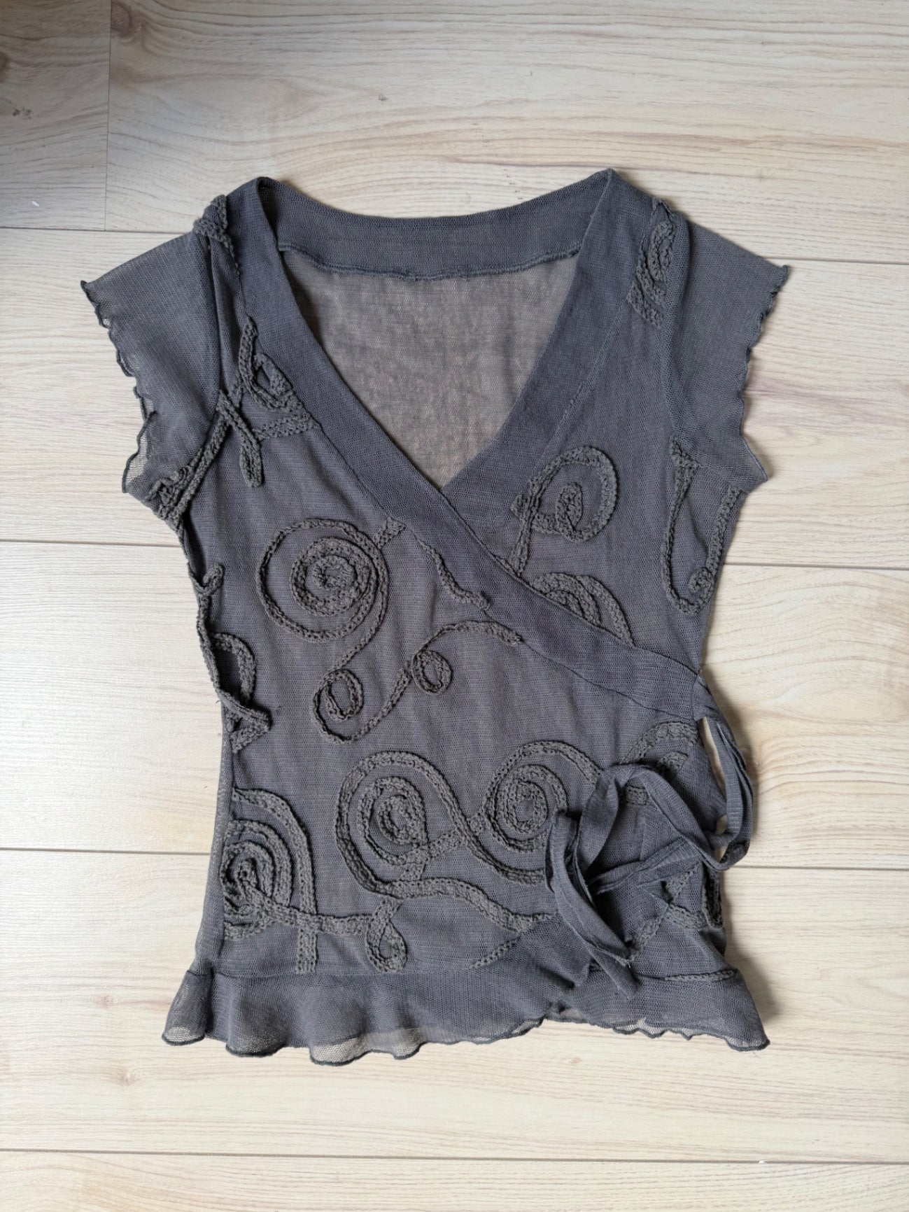 Vintage Grey sheer top S