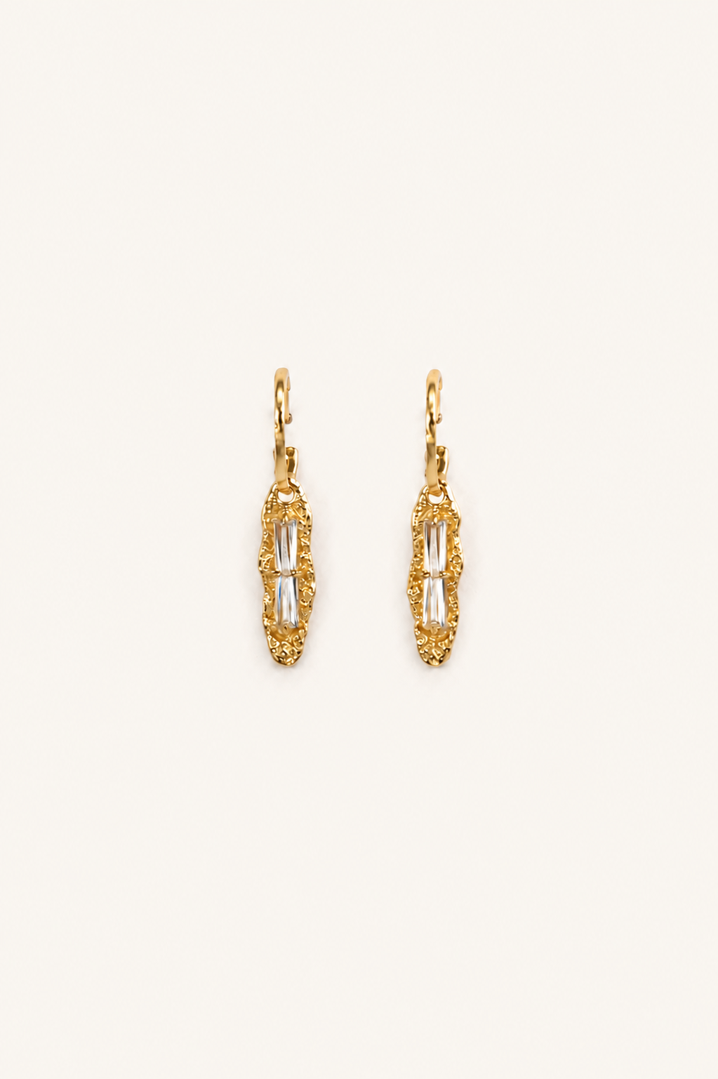 Otilia 18K Gold Plated Refined Gleam Clear CZ Gold Drop Earrings