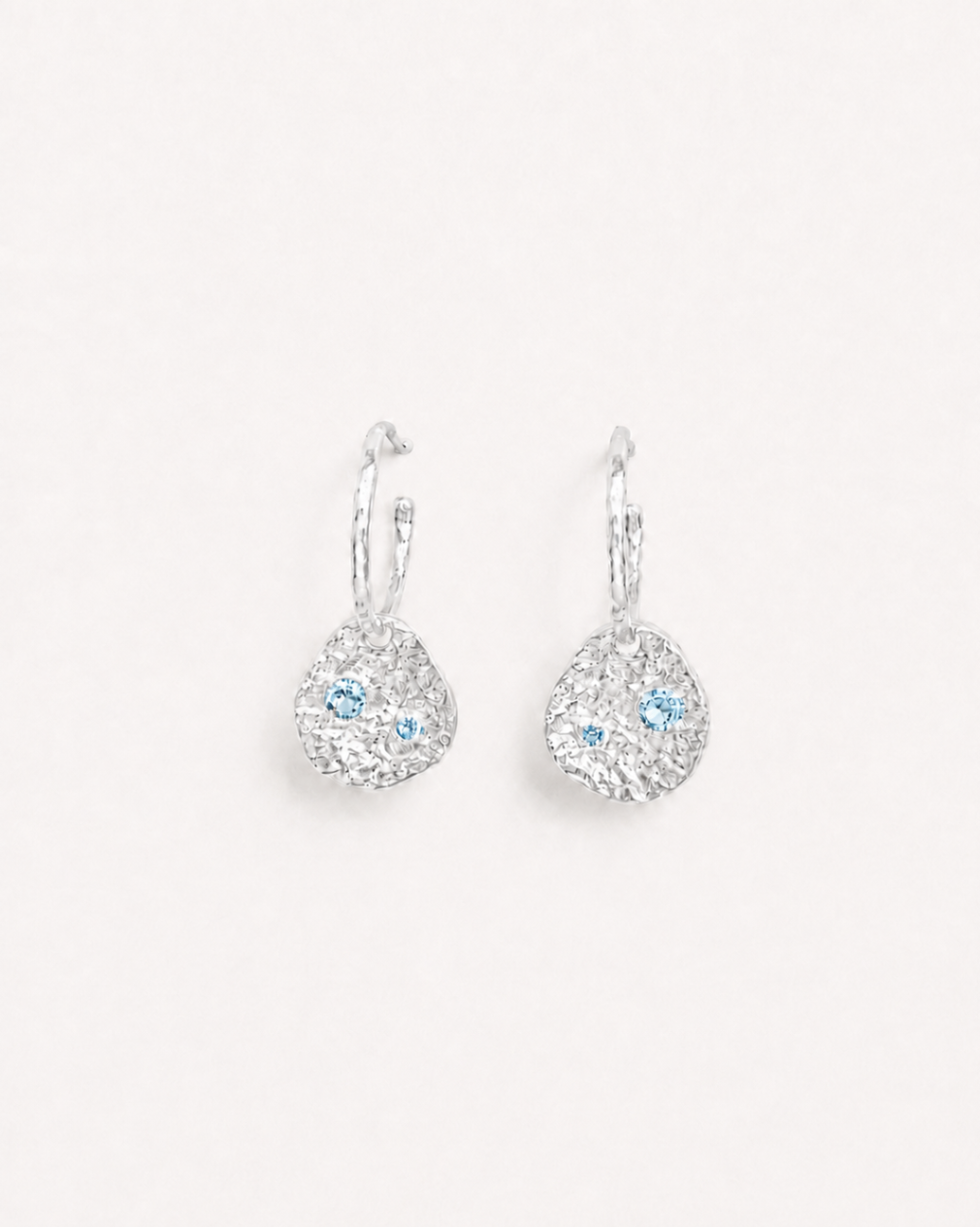 Lyra Silver Plated Lab-Grown Aquamarine-Blue Spinel Coin Earrings