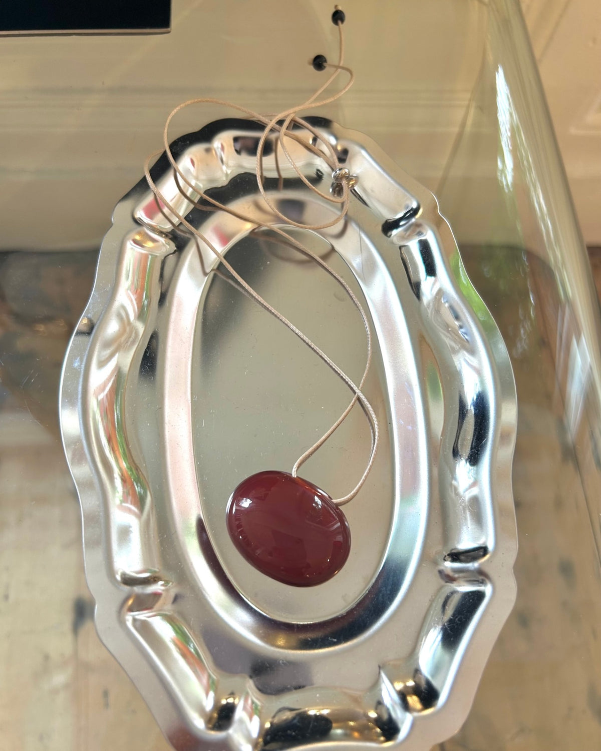 Aina Red Agate Pendant Necklace Adjustable Cord