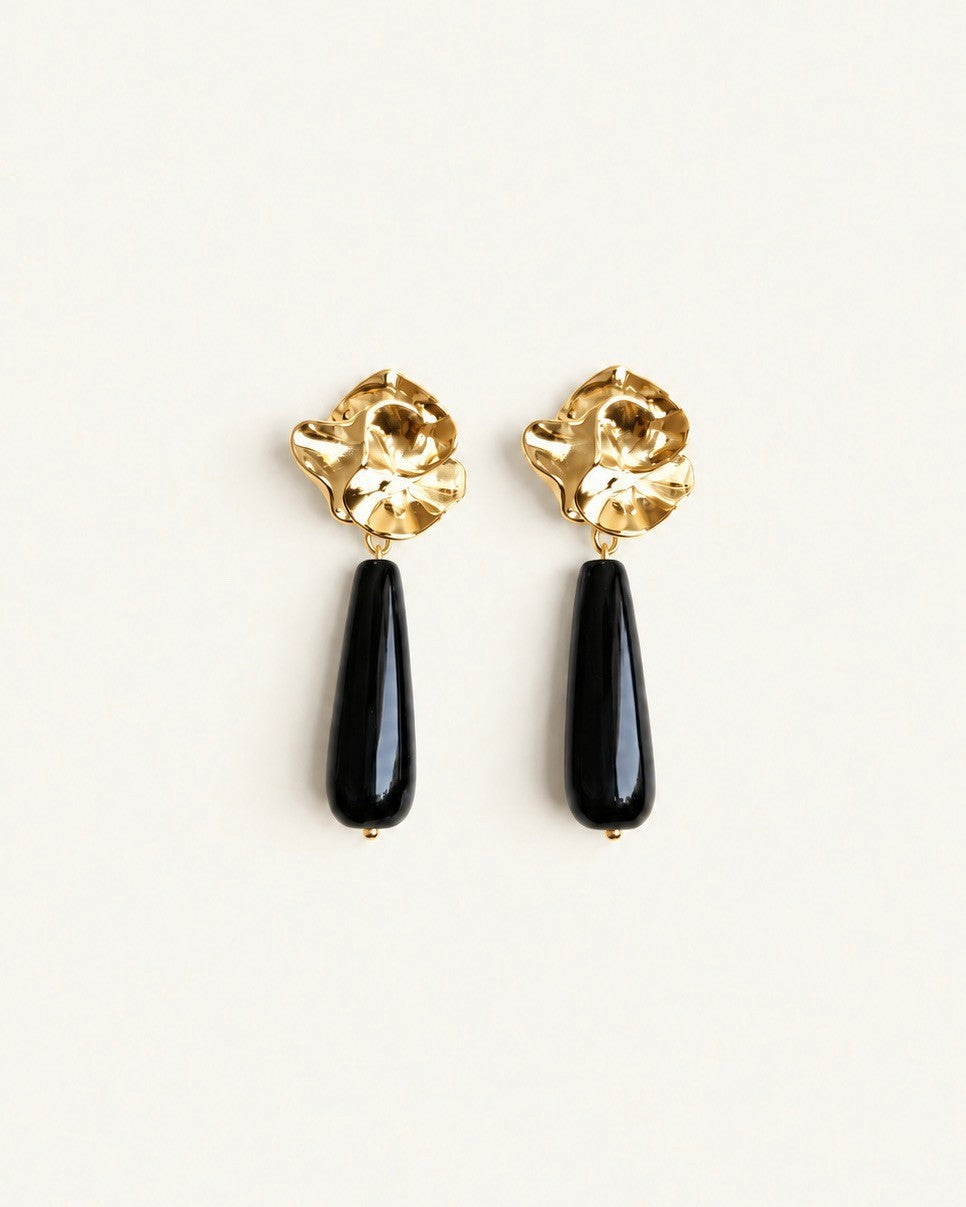 Cande Black Onyx Drop Earring - Gold