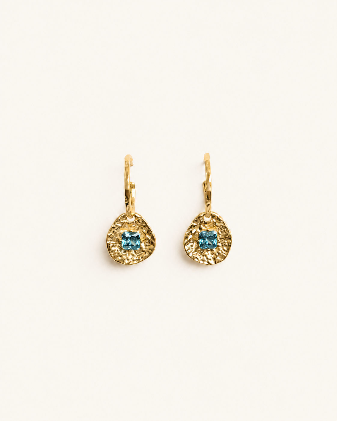 Cleo Gold Plated Tourmaline CZ Coin Drop Earrings
