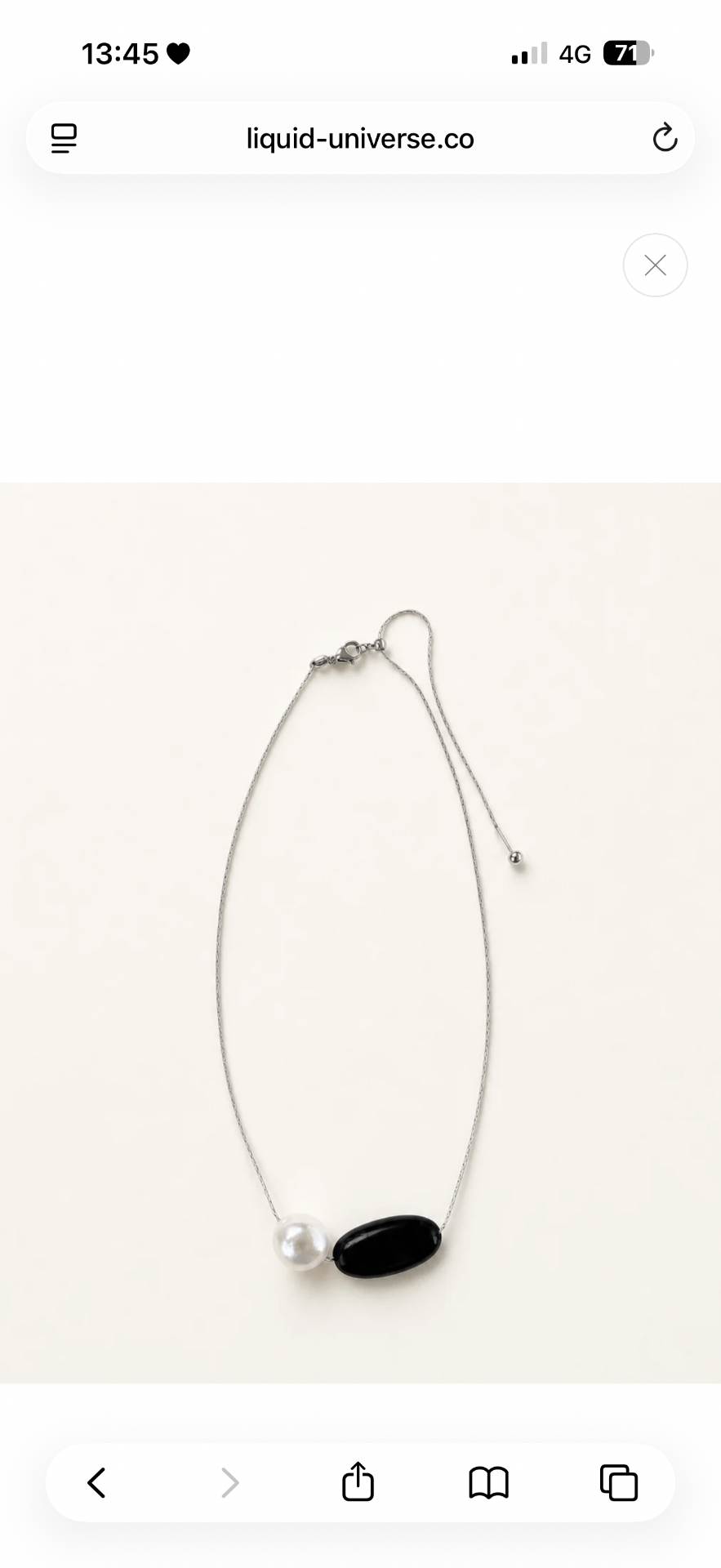Leni Freshwater Baroque Pearl & Black Onyx Pendant Necklace Adjustable Stainless Steel Chain
