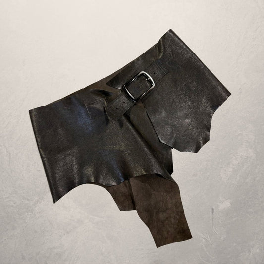 Dark brown leather belt/skirt with pocket OS - by AcidAcetico