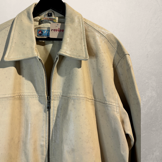 Vintage beige leather jacket L