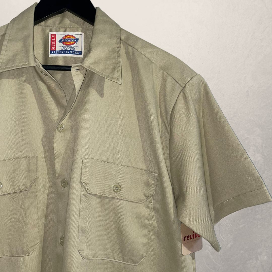 Vintage Dickies beige work shirt M