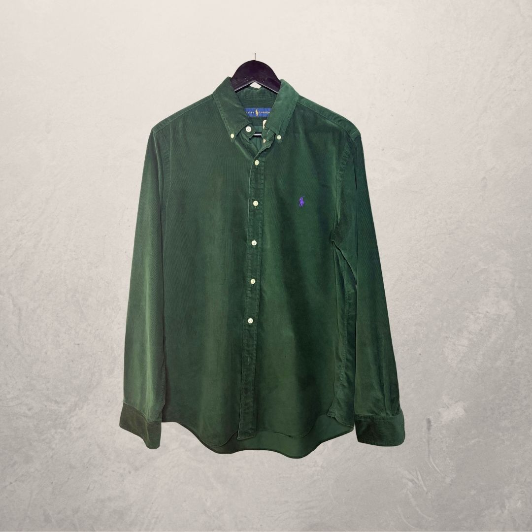 Ralph Lauren donkergroen corduroy overhemd M