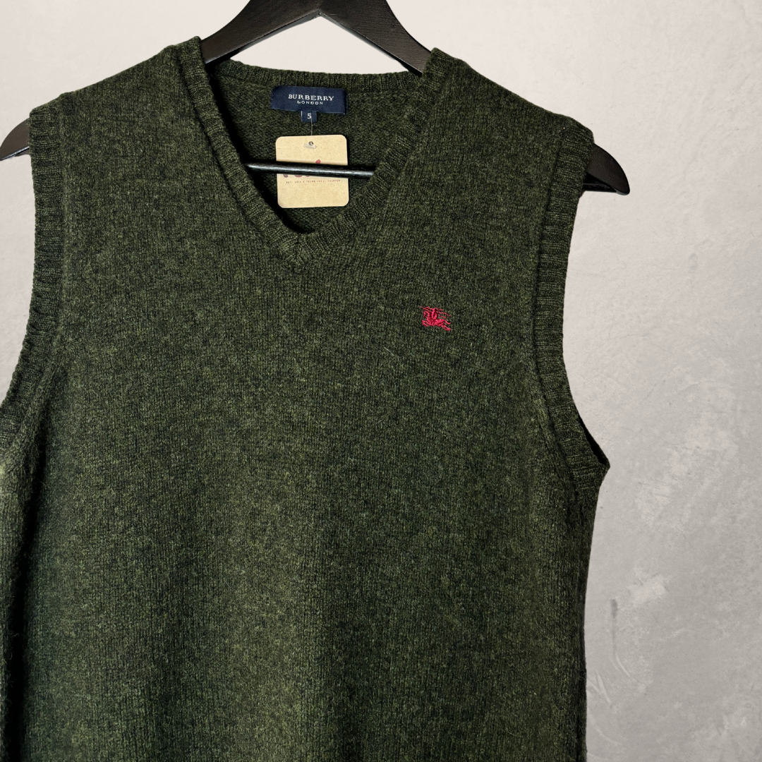 Burberry green wool gilet S